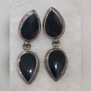 Black Teardrop Double-Drop Earrings - Classic Women Jewelry
